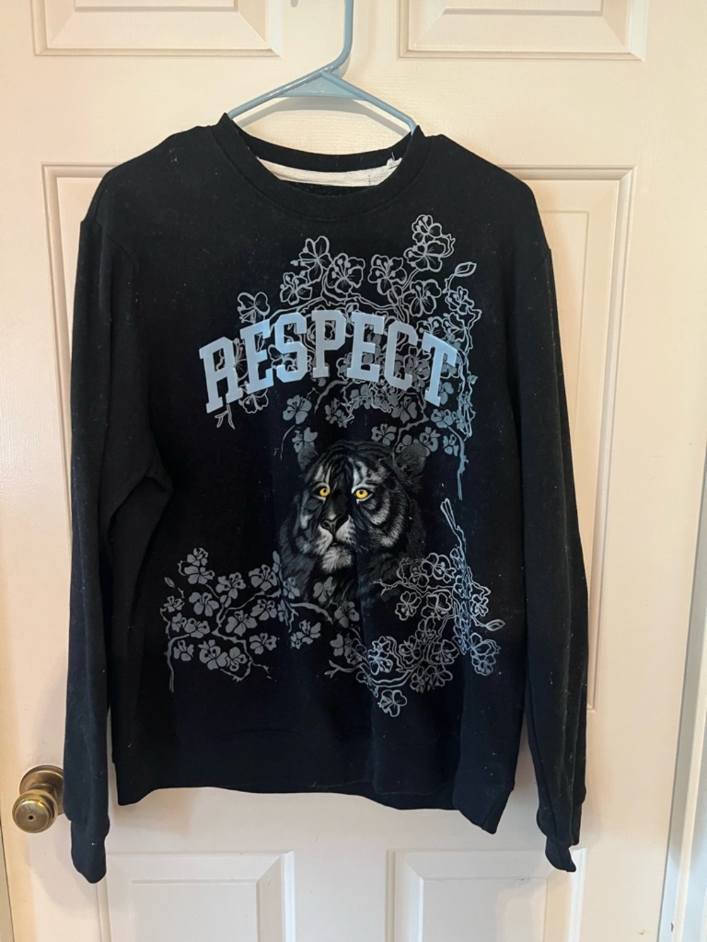 Men's Black 'Respect' Sweatshirt with Tiger Graphic